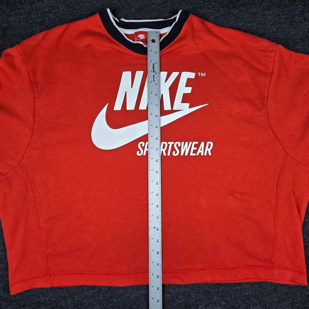Nike Sportswear Red Graphic Pullover Sweatshirt Big Logo Swoosh Retro Women's XL - Picture 8 of 12